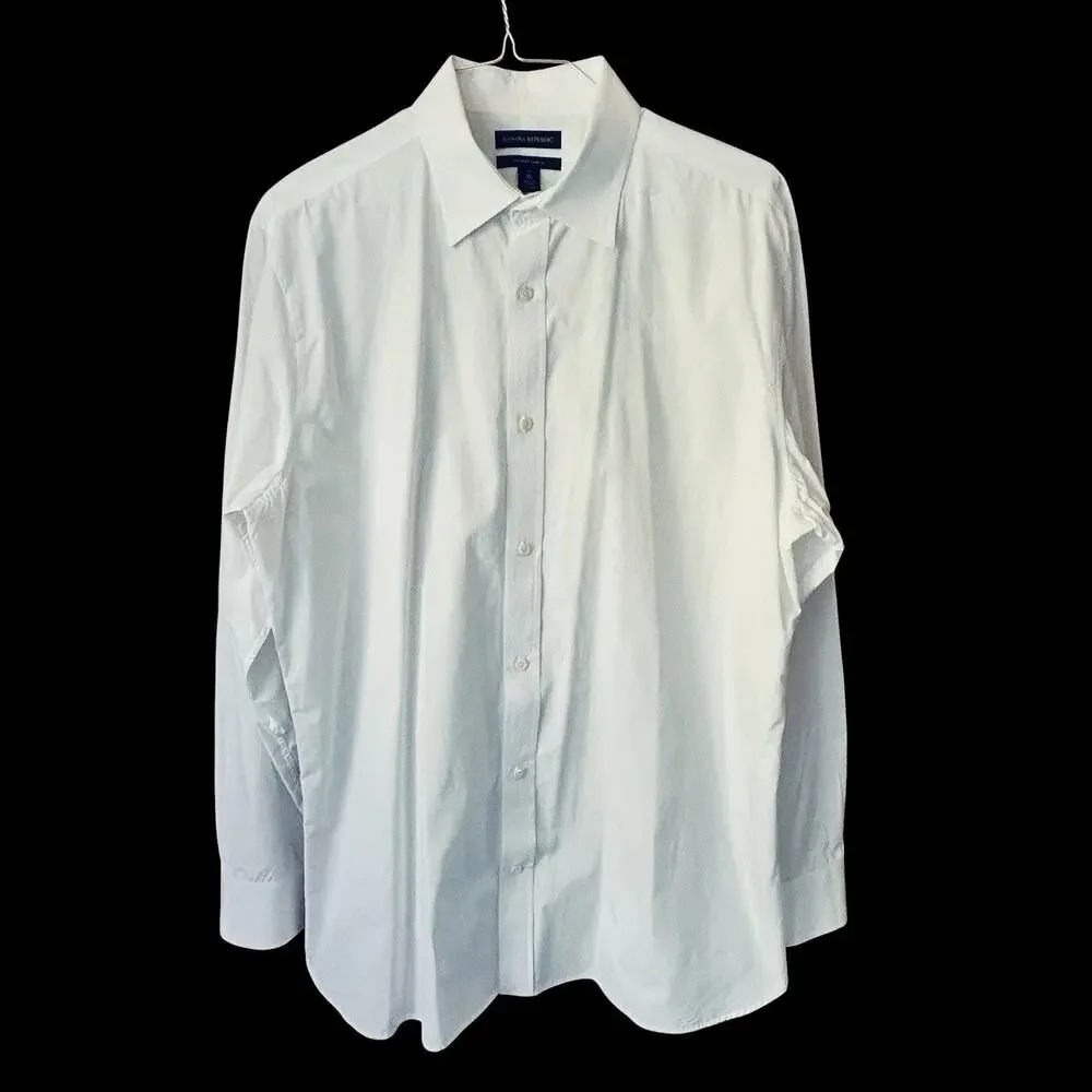 Banana Republic Men’s Tailored Slim Fit Tall 100% Cotton Button Up Shirt XL